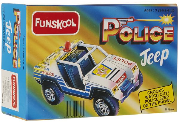 Funskool, Police Jeep, Multicolour Push and Go Vehicle, Develops Hand-Eye Coordination, 12 Months & Above, Infant and Preschool Toys