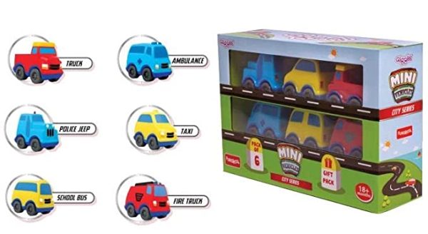 Funskool Kid Giggles Mini Vehicles City Series,Push and Go Multicolor,Combo Pack,Gift Set, for 18 Months and above.