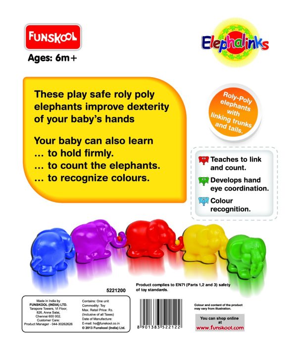 Giggles - Elephalinks , Multicolour Interlocking Educational Blocks, Develops Hand-Eye coordination, 6 months & above, Infant and Preschool Toys - Image 4