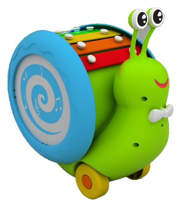 Giggles Funskool Giggles, 3 In 1 Pull Along Musical Snail, Xylophone, Drum And Walking, Pull Along, Preschool Toys, 12 Months & Above, Infant, Multicolour - Image 3