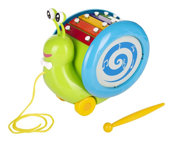 Giggles Funskool Giggles, 3 In 1 Pull Along Musical Snail, Xylophone, Drum And Walking, Pull Along, Preschool Toys, 12 Months & Above, Infant, Multicolour - Image 5