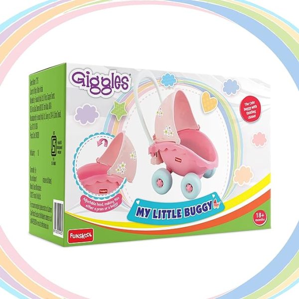 Funskool Giggles, My Little Buggy in Beautiful Pink Shade, Push & Drive Buggy, Encourages Walking and Pretend Play,18 Months & Above, Infant & Pre-School Toy.