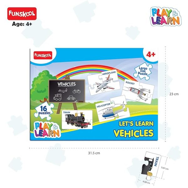 Funskool - Play & Learn-Vehicles,Educational,16 Pieces,Puzzle,for 3 Year Old Kids and Above,Toy - Image 3