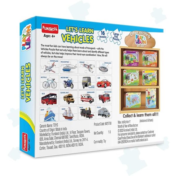 Funskool - Play & Learn-Vehicles,Educational,16 Pieces,Puzzle,for 3 Year Old Kids and Above,Toy - Image 5