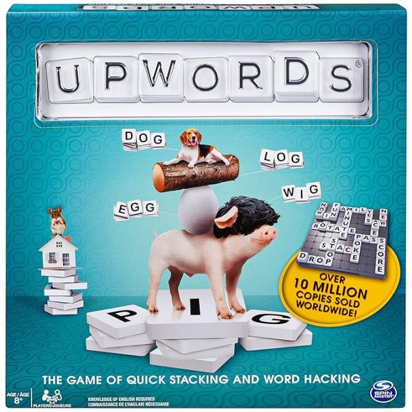 Funskool Upwords, Fun and Challenging Family Word Game with Stackable Letter Tiles, for Ages 8 and up