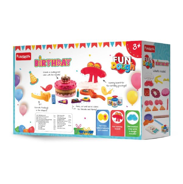 Funskool Fundough Playset Birthday Party, Food Themed playset, Multicolour, Dough, Toy, Shaping, Sculpting, 3 Years and Above