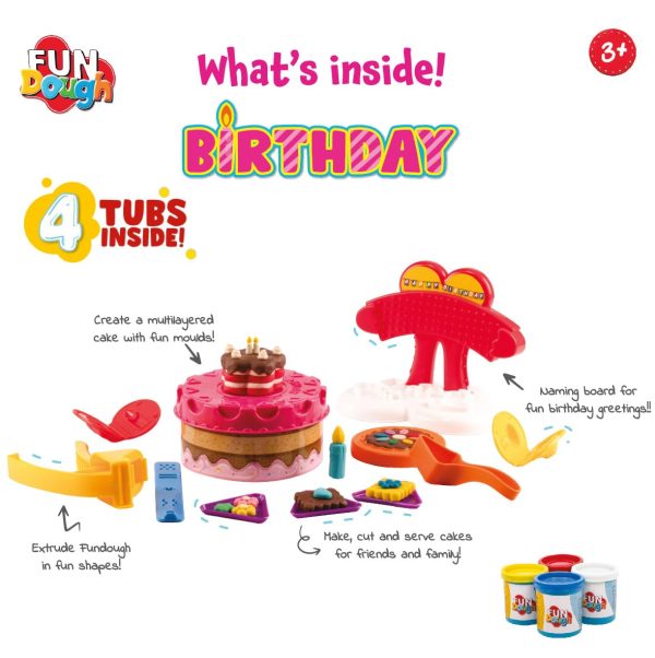 Funskool Fundough Playset Birthday Party, Food Themed playset, Multicolour, Dough, Toy, Shaping, Sculpting, 3 Years and Above - Image 5